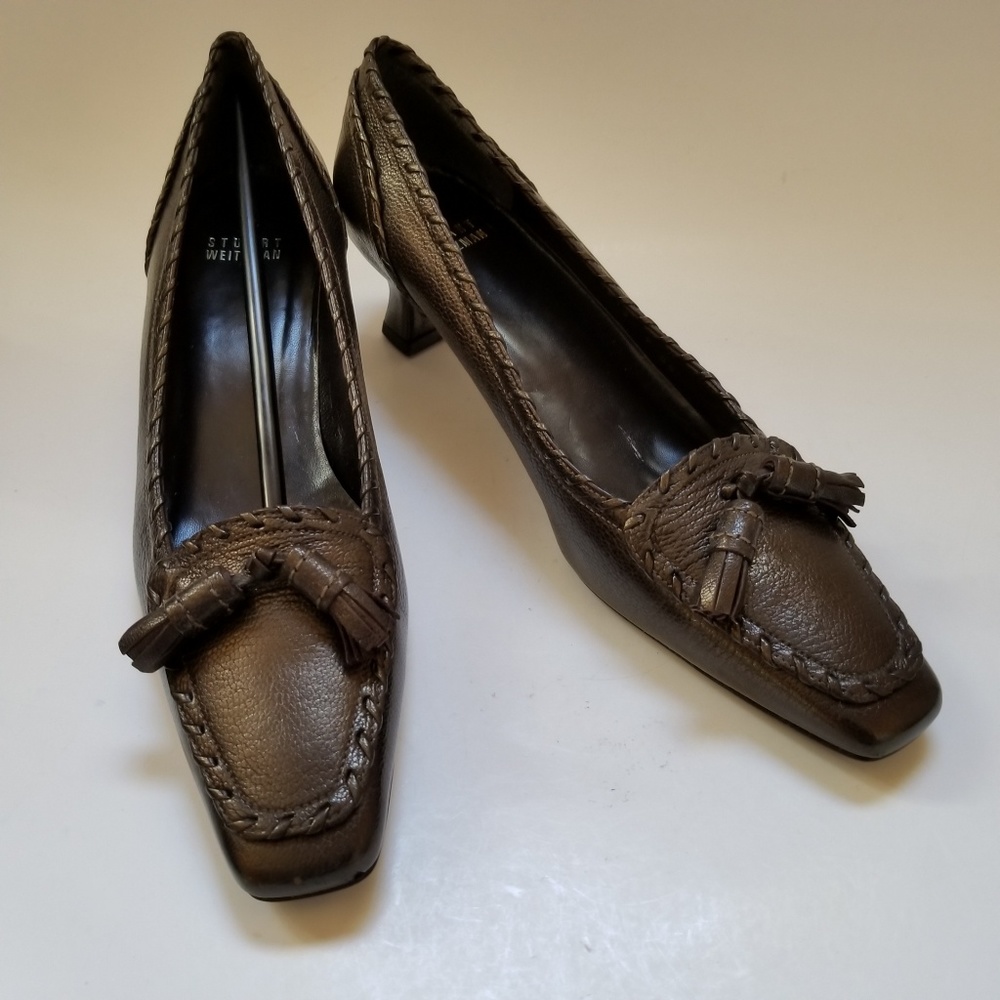 Stuart Weitzman Tassel Square Toe Pumps